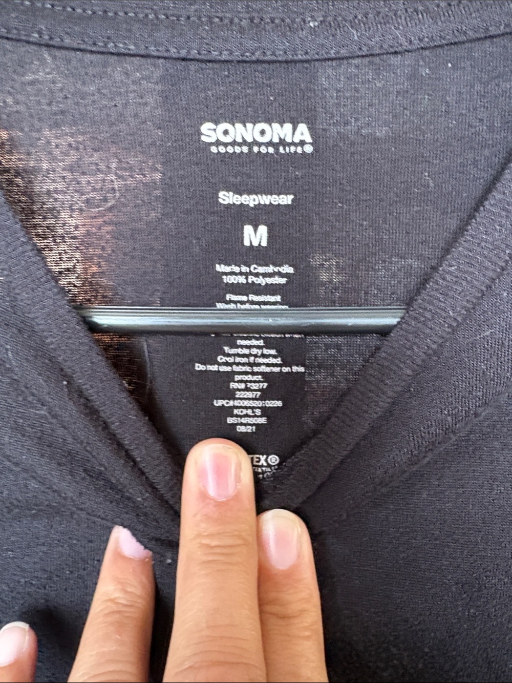 Sonoma Black Short Sleeve Crewneck Tee - Classic Fit - Picture 2 of 2